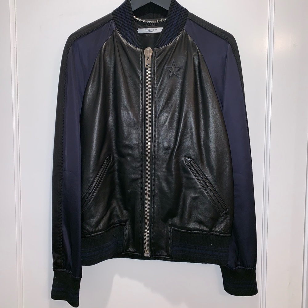 Givenchy leather and satin bomber sz 52
